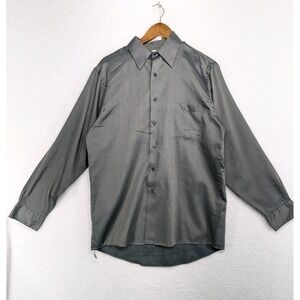 Van Heusen Shirt Men's French Grey Frosted Pique Button Down Dress 16 34/35